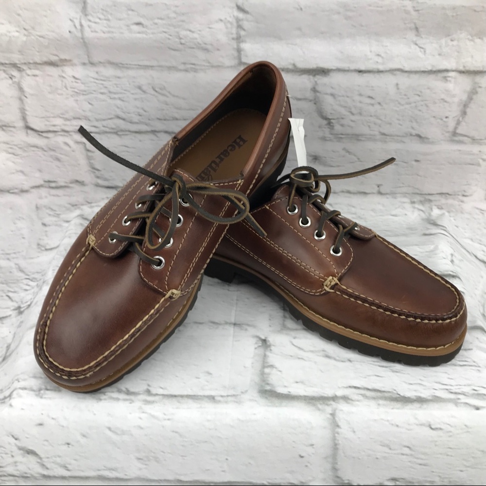 Heartland Men’s Loafers Brown Lace Up Leather 9D